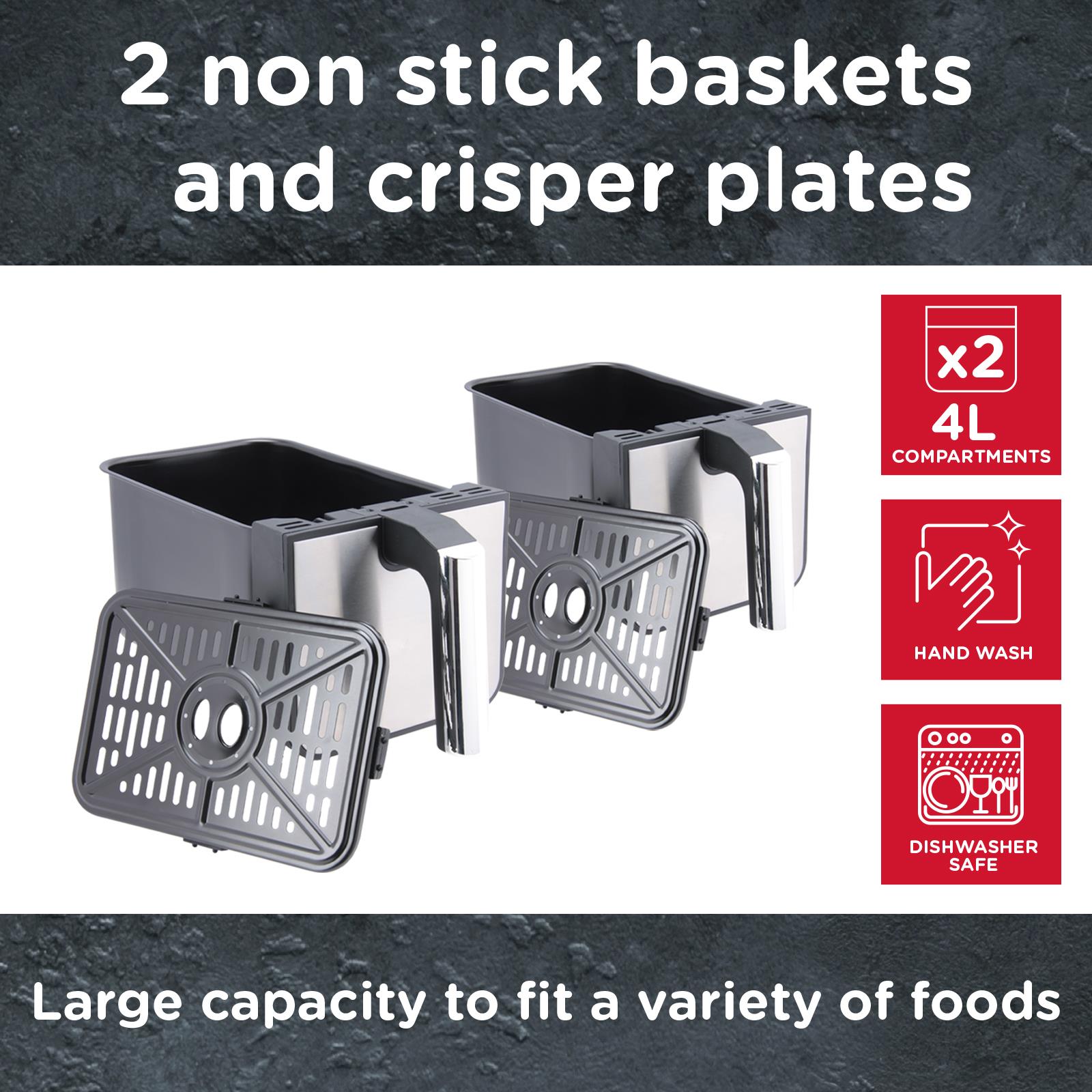 Sensio Home Dual Basket Zone Large 8L Air Fryer, 8 in 1 with Smart Sync Finish, 2400W