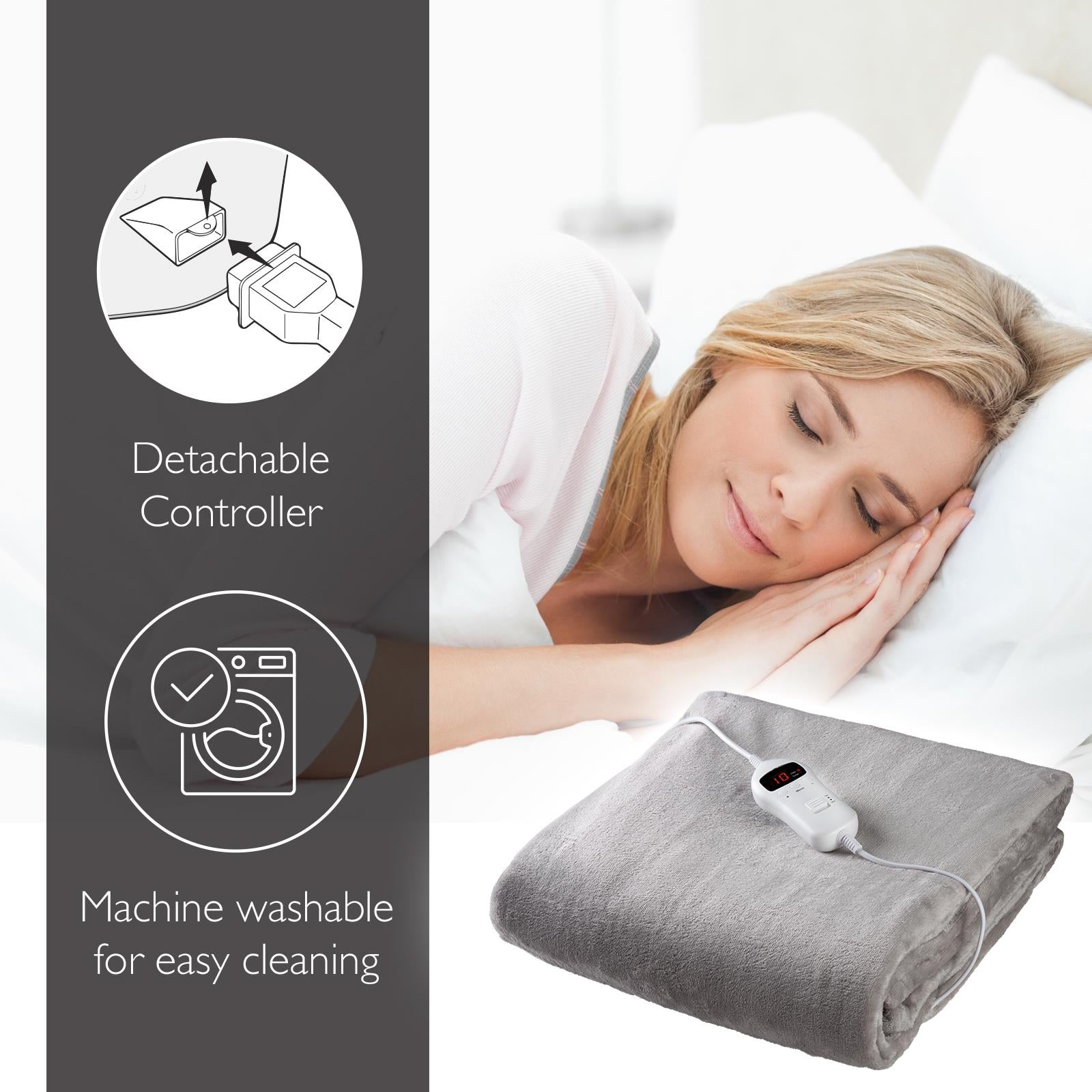 Sensiohome Snug Set – Grey Luxury Heated Throw + Foot Warmer - Value Bundle