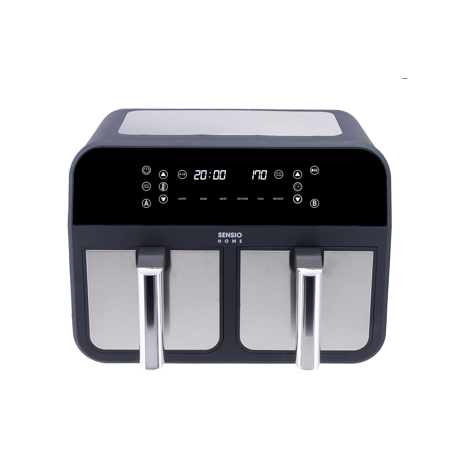 Sensio Home Dual Basket Zone Large 8L Air Fryer, 8 in 1 with Smart Sync Finish, 2400W