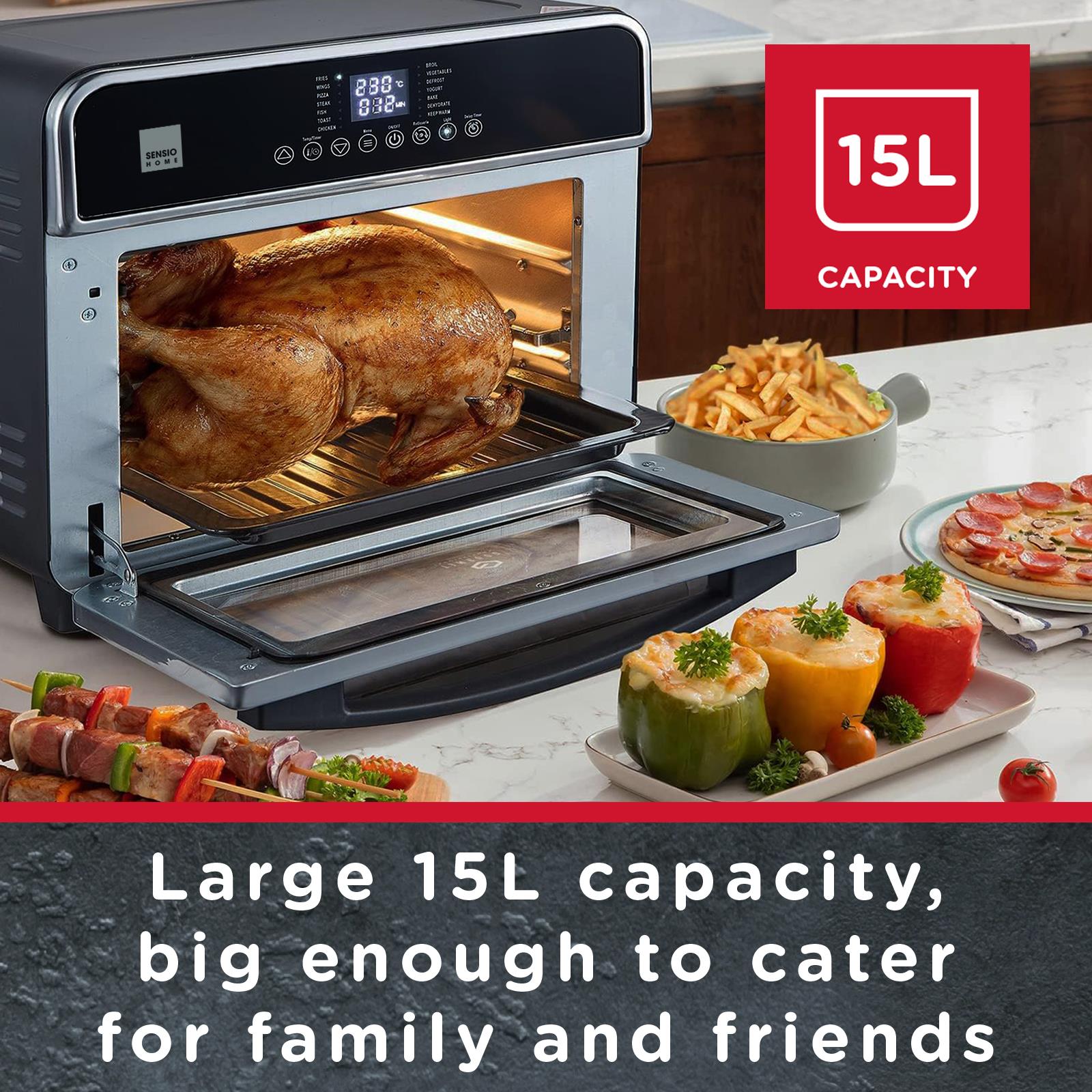 Sensiohome Oven Chill – Gourmet Pro 15L Airfryer Oven + Black 10L Mini Fridge - Value Bundle