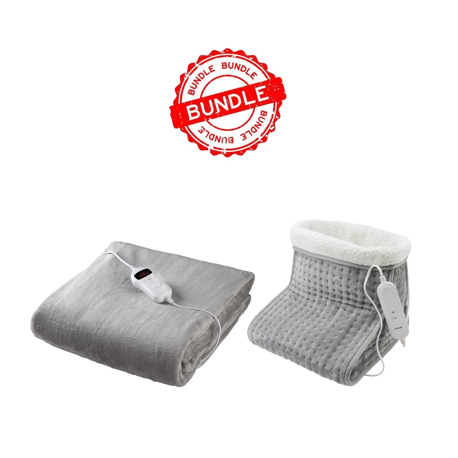 Sensiohome Snug Set – Grey Luxury Heated Throw + Foot Warmer - Value Bundle