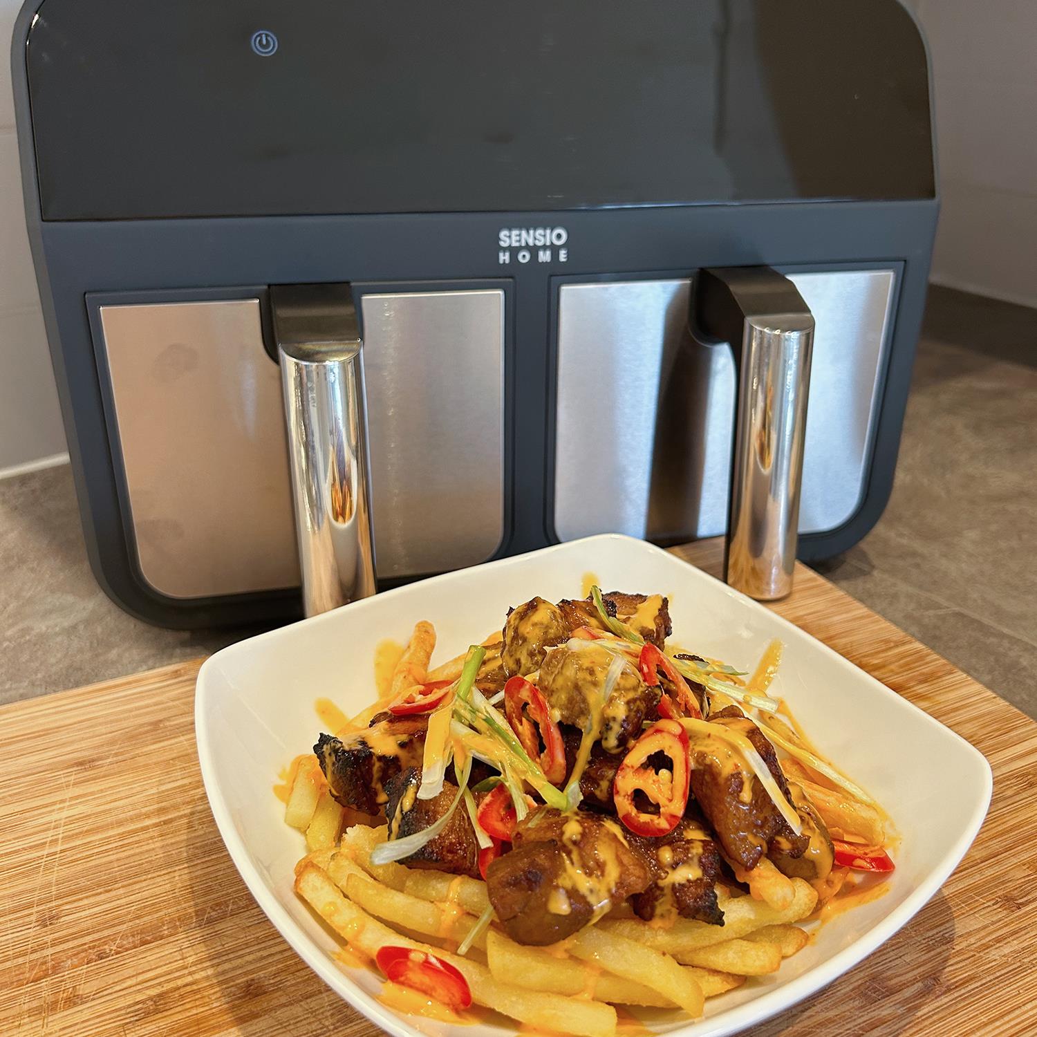 Sensio Home Dual Basket Zone Large 8L Air Fryer, 8 in 1 with Smart Sync Finish, 2400W