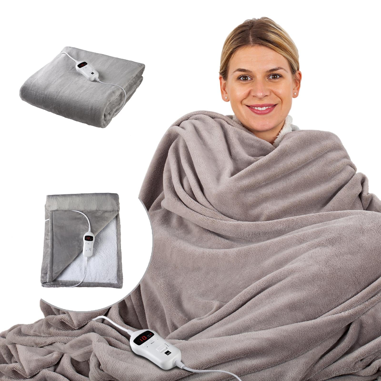 Sensiohome Snug Set – Grey Luxury Heated Throw + Foot Warmer - Value Bundle