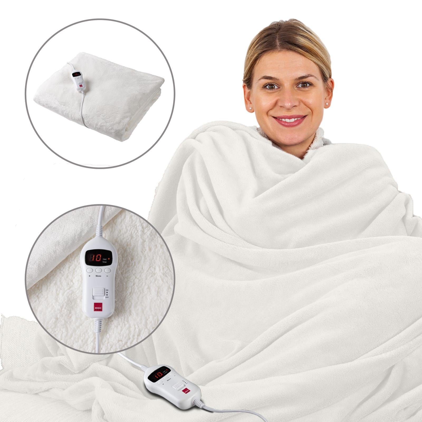 Sensiohome Cozy Kit – Cream Luxury Heated Throw + Foot Warmer - Value Bundle
