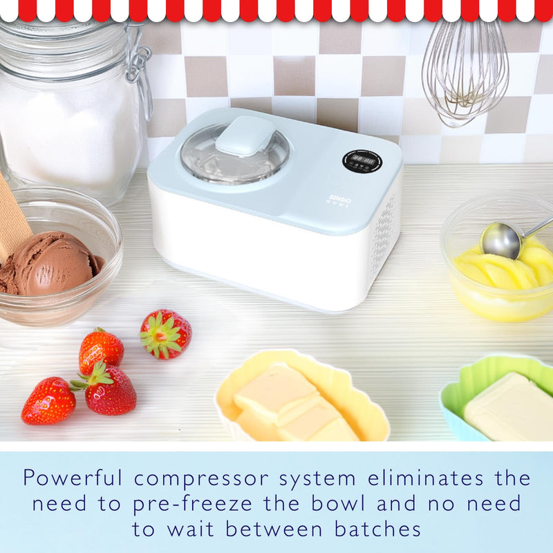 Sensio Home Icy Treats Ice Cream & Dessert Maker, Professional Fast, Recipes Included, Blue