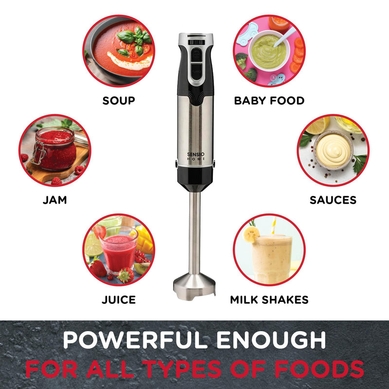 Sensio Home 1000W Super Powerful Hand Blender 3-in-1 with Attachments