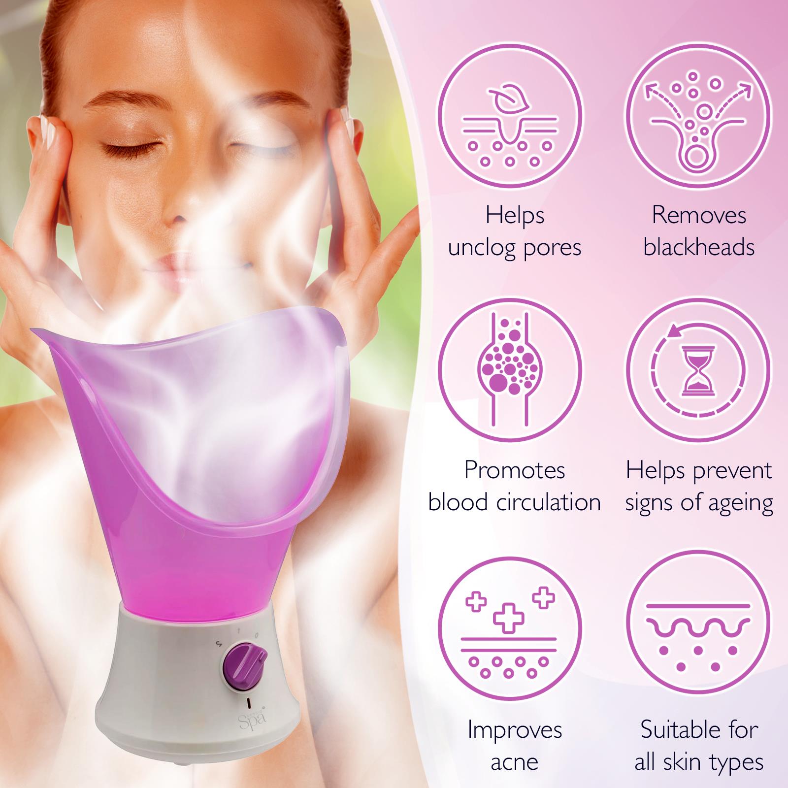 Sensio Spa Facial Steamer & Nasal Inhaler with Aromatherapy Pod & 4 Piece Beauty Tools