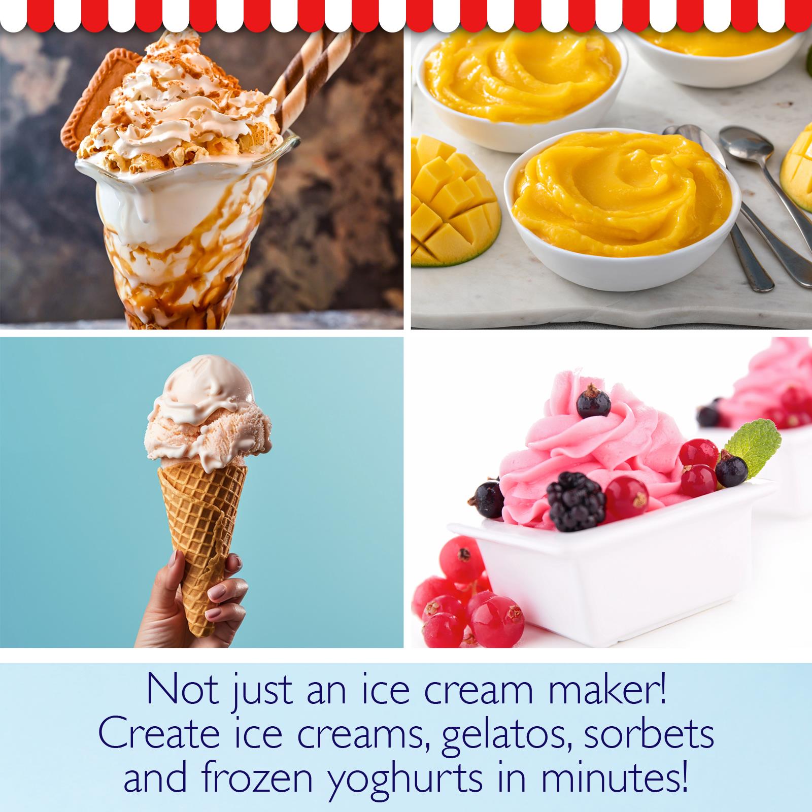 Sensio Home Icy Treats Ice Cream & Dessert Maker, Professional Fast, Recipes Included, Blue