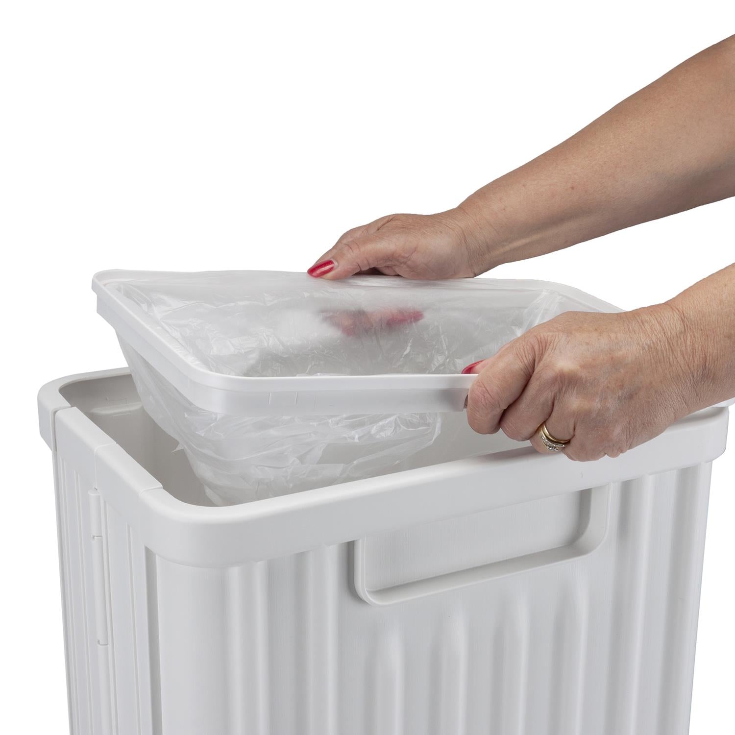 Sensio Home 50 Litre Large Waterproof Motion Sensor Trash Can Dust Bin with Auto Lid, White