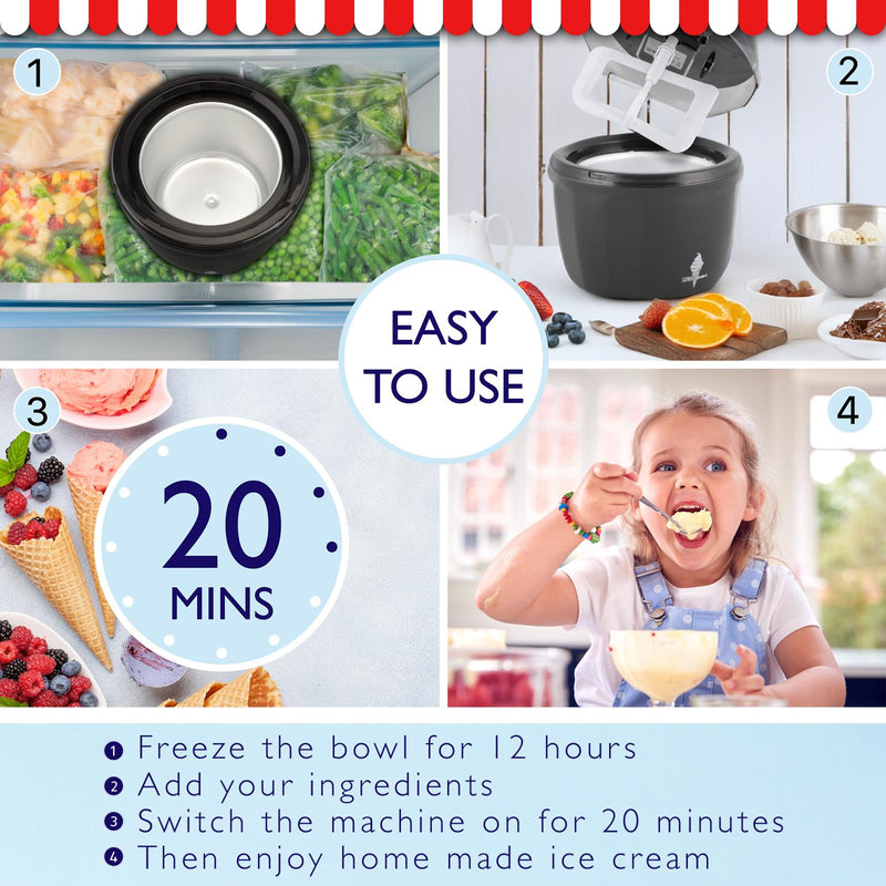Sensio Home Ice Cream Maker Machine | Black