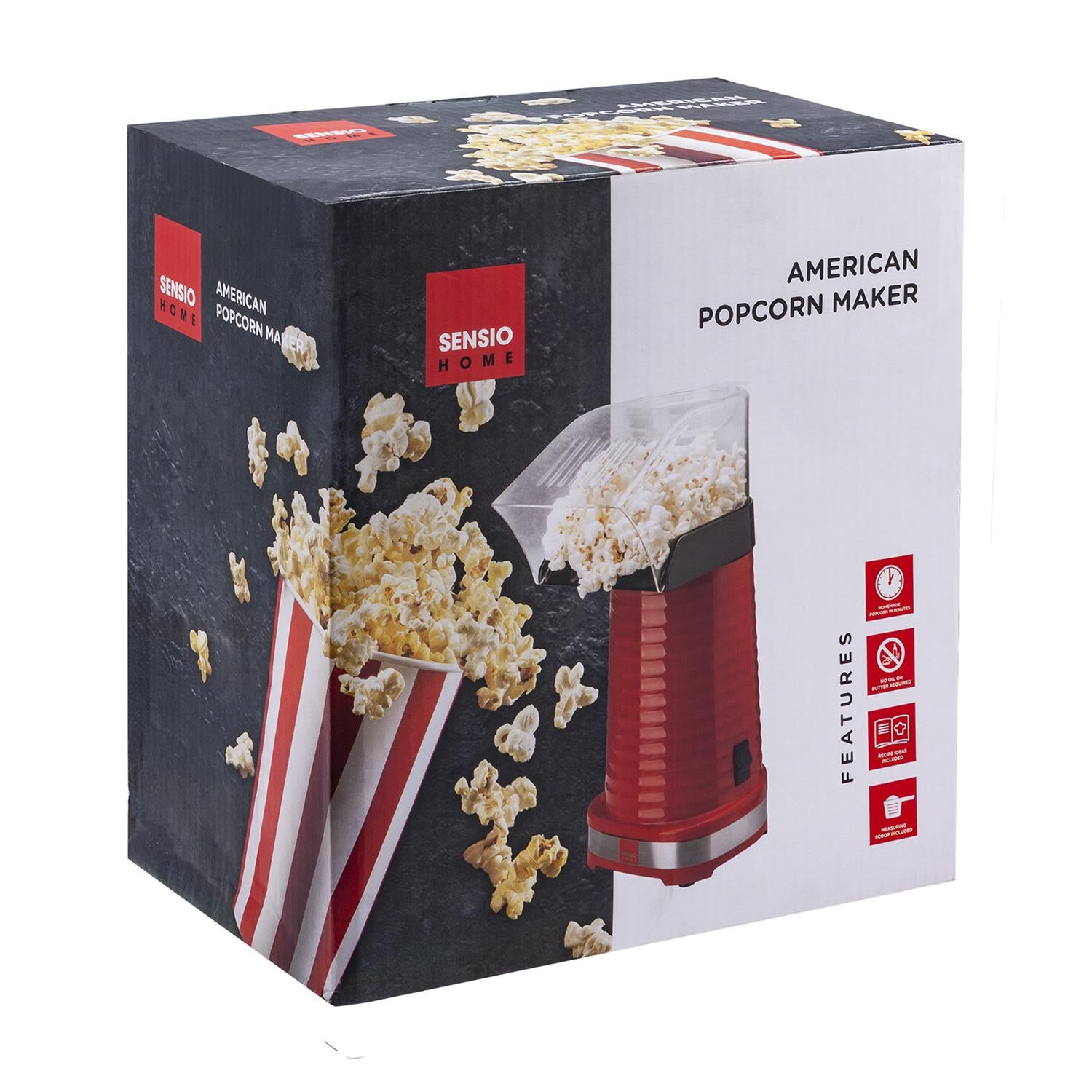 Sensio Home Popcorn Maker 1200W | Fat Free and Healthy