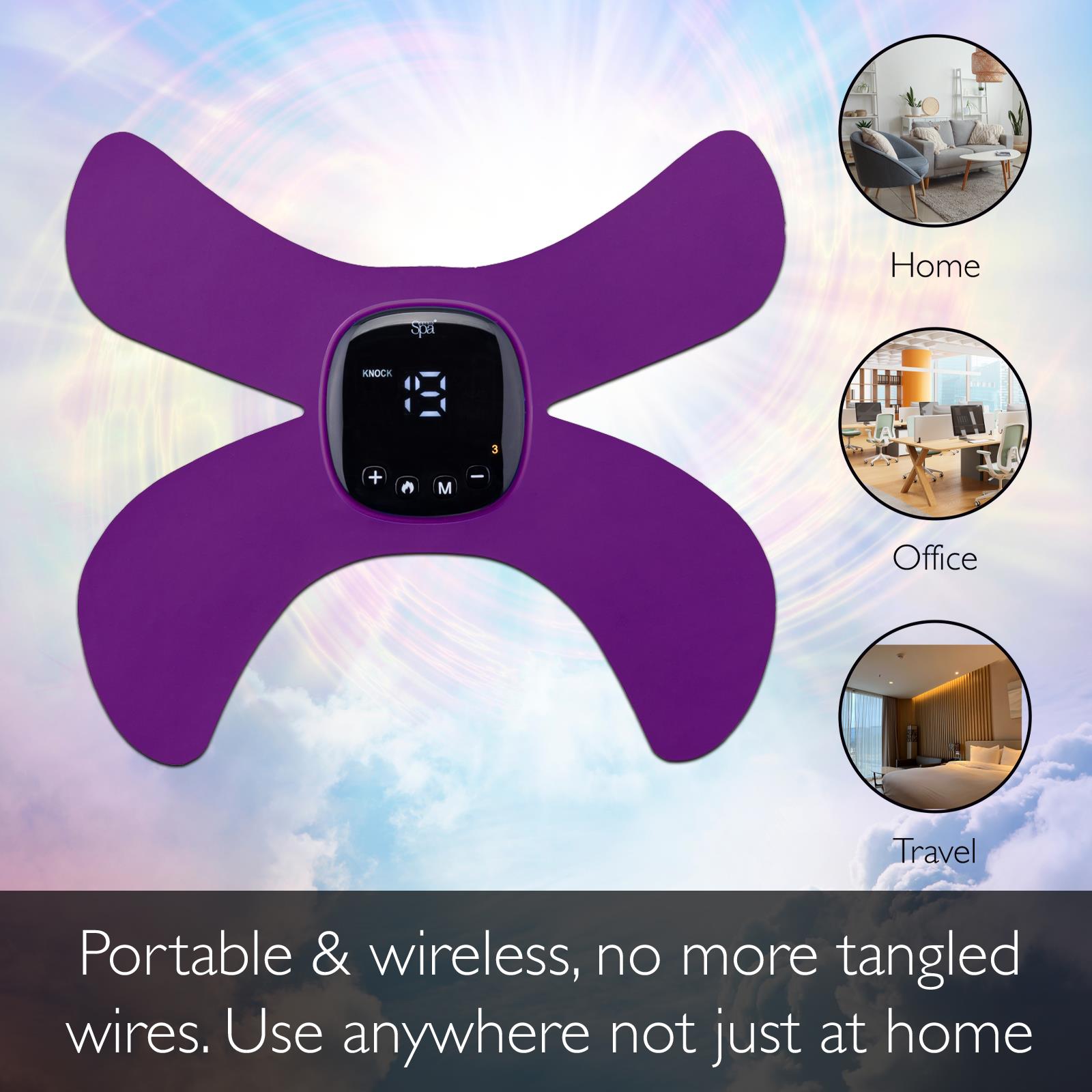 Sensio Spa Wireless EMS & Heat Massager - Muscle Stimulation & Relaxation, 19 Intensity Levels & 6 Modes, Purple