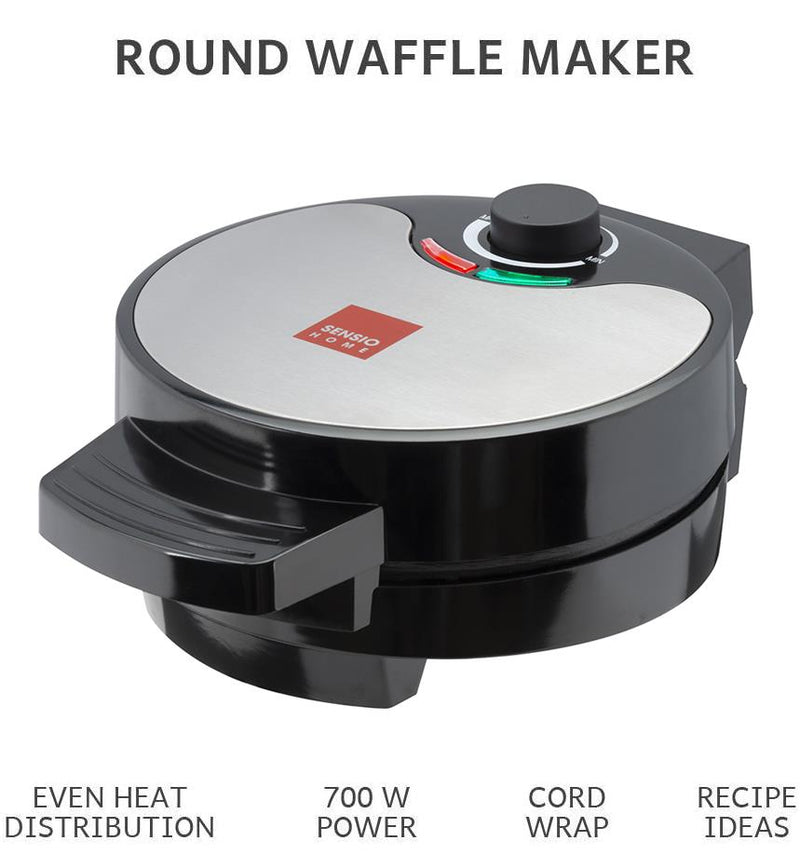 Sensiohome Choco Swirl – Round Waffle Maker + Mini Chocolate Fountain Fondue Set - Value Bundle