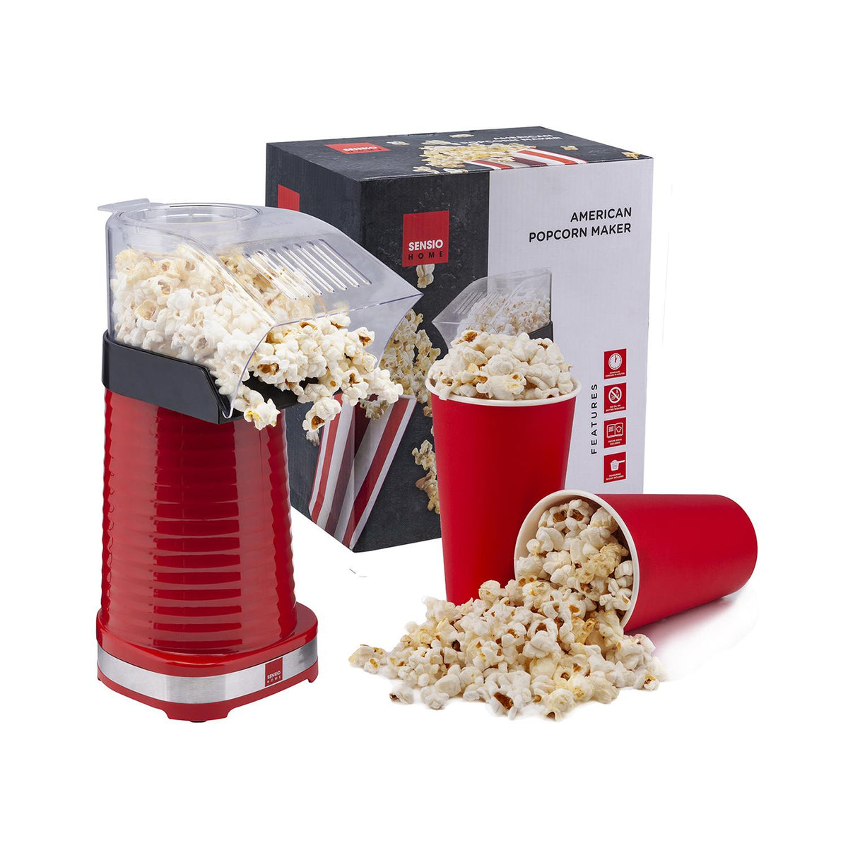 Sensio Home Popcorn Maker 1200W | Fat Free and Healthy