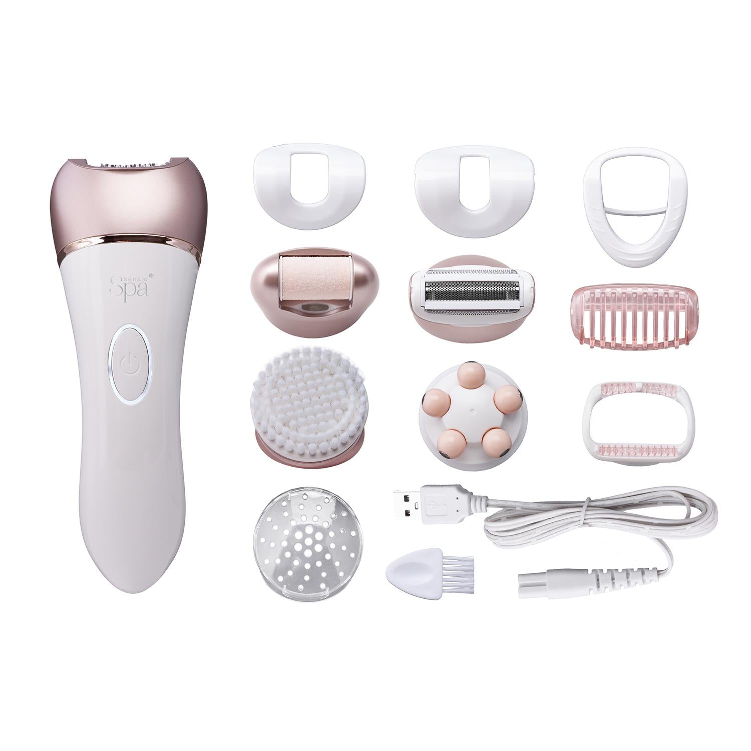Sensio Spa Multifunctional 5 In 1 Callus Hard Skin Remover, Epilator, Shaver, Exfoliator, Massager