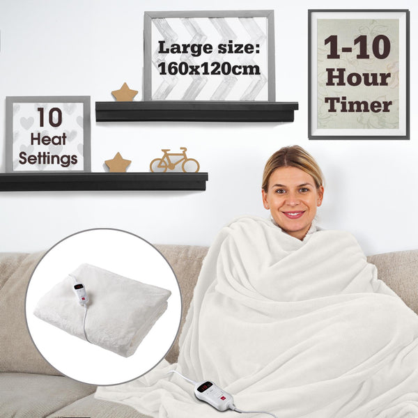 Sensio Home Luxury Heated Throw Electric Blanket Cream