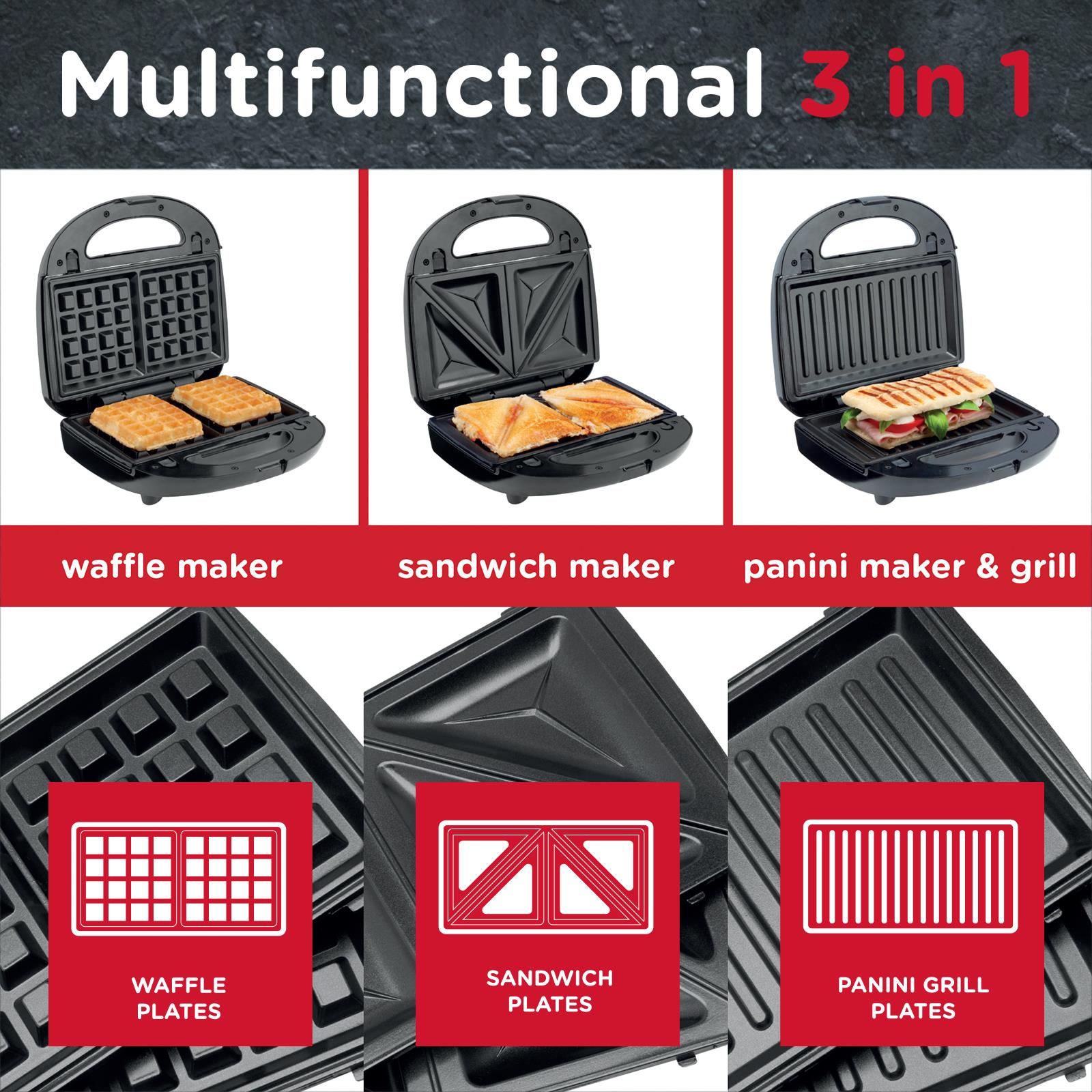 Sensiohome Toast Party – Round Waffle Maker + 3 in 1 Waffle, Sandwich, Grill & Panini Maker - Value Bundle