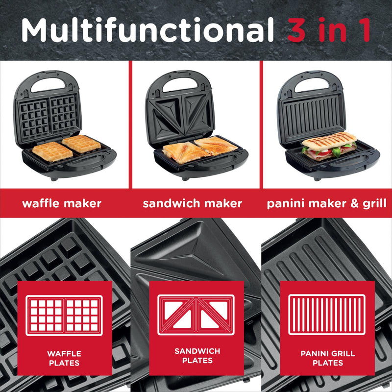 Sensiohome Toast Party – Round Waffle Maker + 3 in 1 Waffle, Sandwich, Grill & Panini Maker - Value Bundle