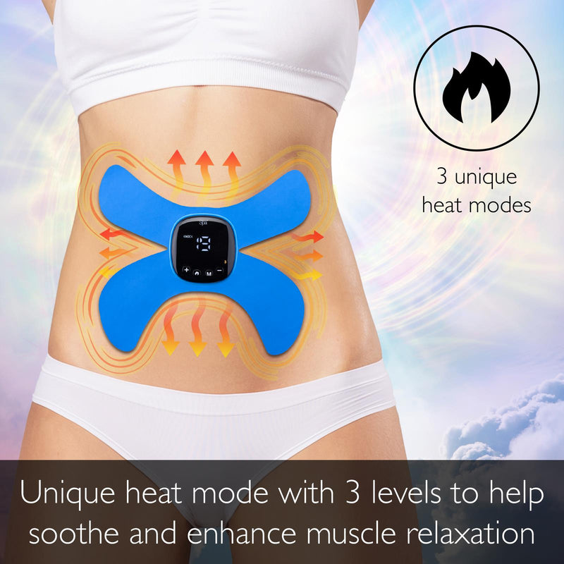 Sensio Spa Wireless TENS EMS & Heat Massager for Pain Relief, Nerve Muscle Stimulator With 19 Intensity Levels & 6 Modes, Blue