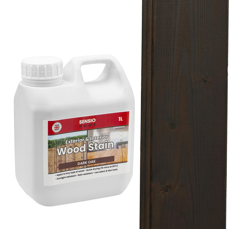 Sensio Home Dark Oak Wood Stain Big Value 1L Size Water Based Non Toxic