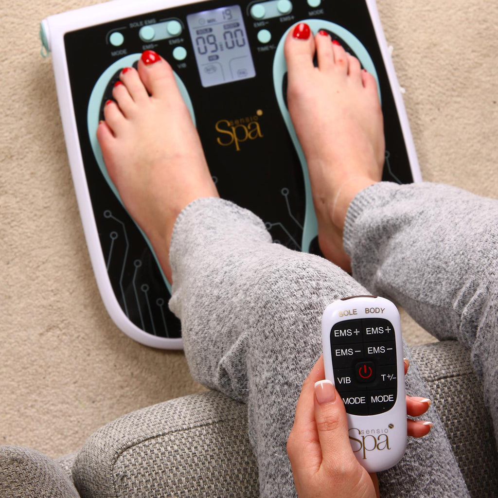 Sensio Spa Foot & Legs EMS Machine with 99 Intensity Levels, Includes 4 Gel Pads
