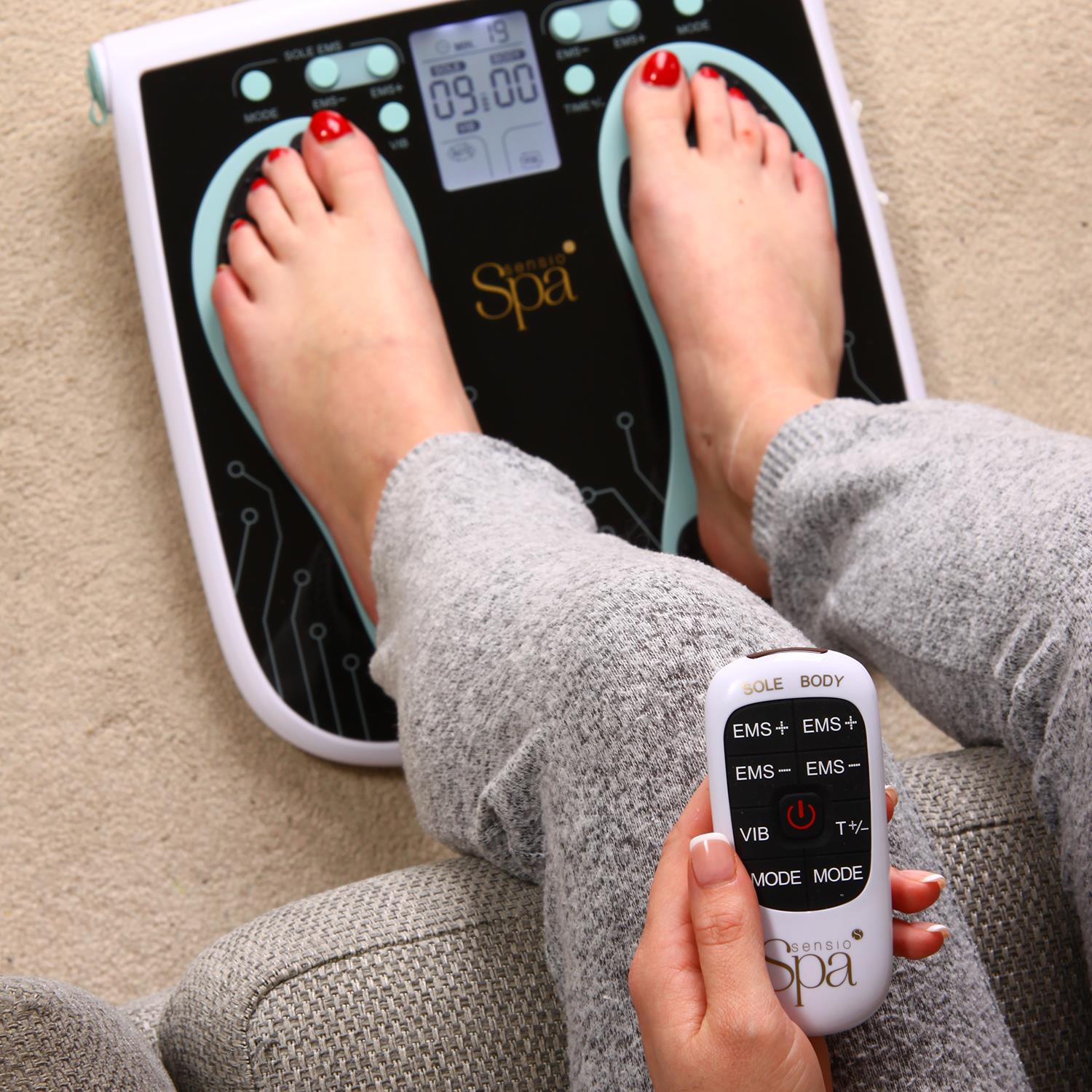 Sensio Spa Foot & Legs EMS Machine with 99 Intensity Levels, Includes 4 Gel Pads