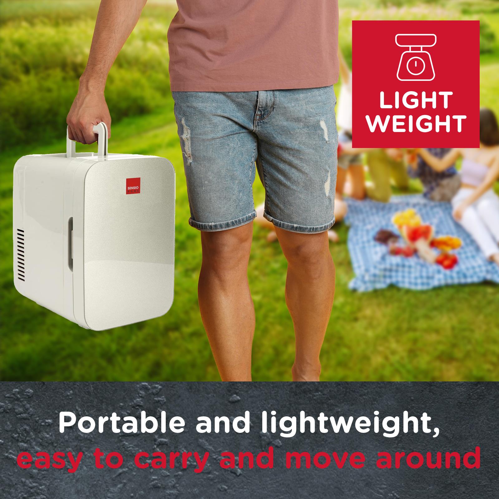 Sensio Home 10L Mini Fridge Cooler & Warmer | AC+DC Power - 12v, UK & EU Plug (Silver)