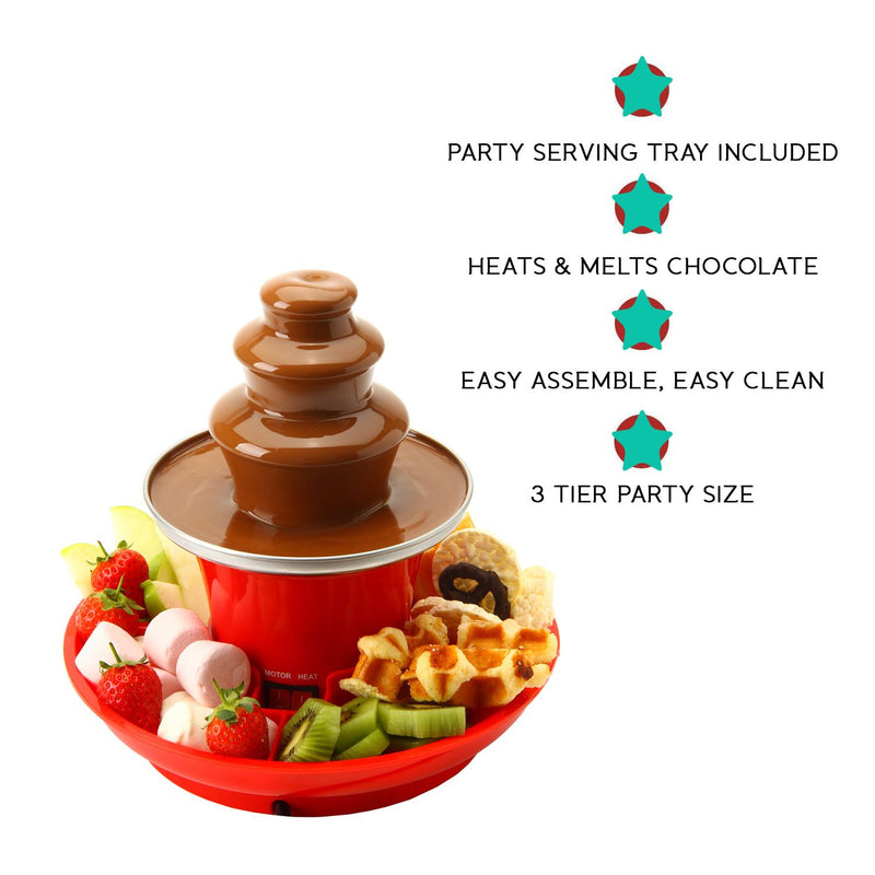 Sensiohome Choco Swirl – Round Waffle Maker + Mini Chocolate Fountain Fondue Set - Value Bundle