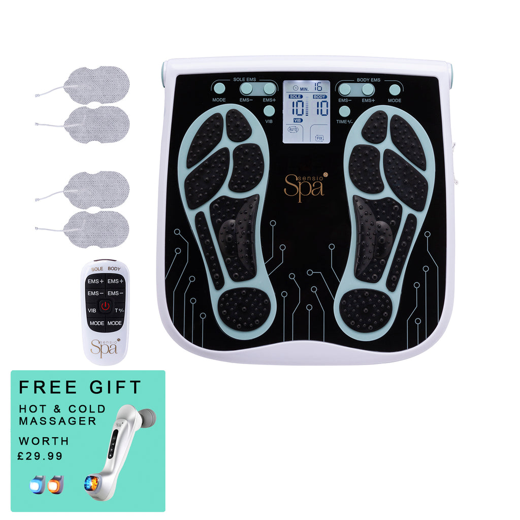 Sensio Spa Foot & Legs EMS Machine with 99 Intensity Levels, Includes 4 Gel Pads