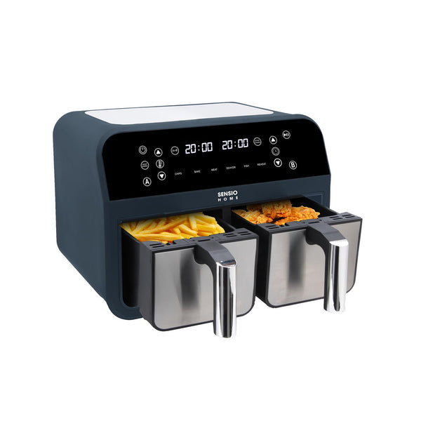 Sensio Home Dual Basket Zone Large 8L Air Fryer, 8 in 1 with Smart Sync Finish, 2400W
