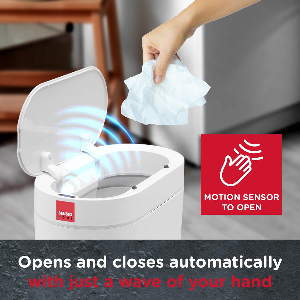 Sensio Home 5 Litre Waterproof Motion Sensor Trash Can Dust Bin with Auto Lid