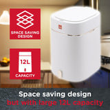 Sensio Home 12 Litre Waterproof Motion Sensor Trash Can Dust Bin with Auto Lid