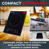 Sensio Home Electric Digital Induction Hob 8 Adjustable Temperature & Power Settings, 6 Cooking Settings