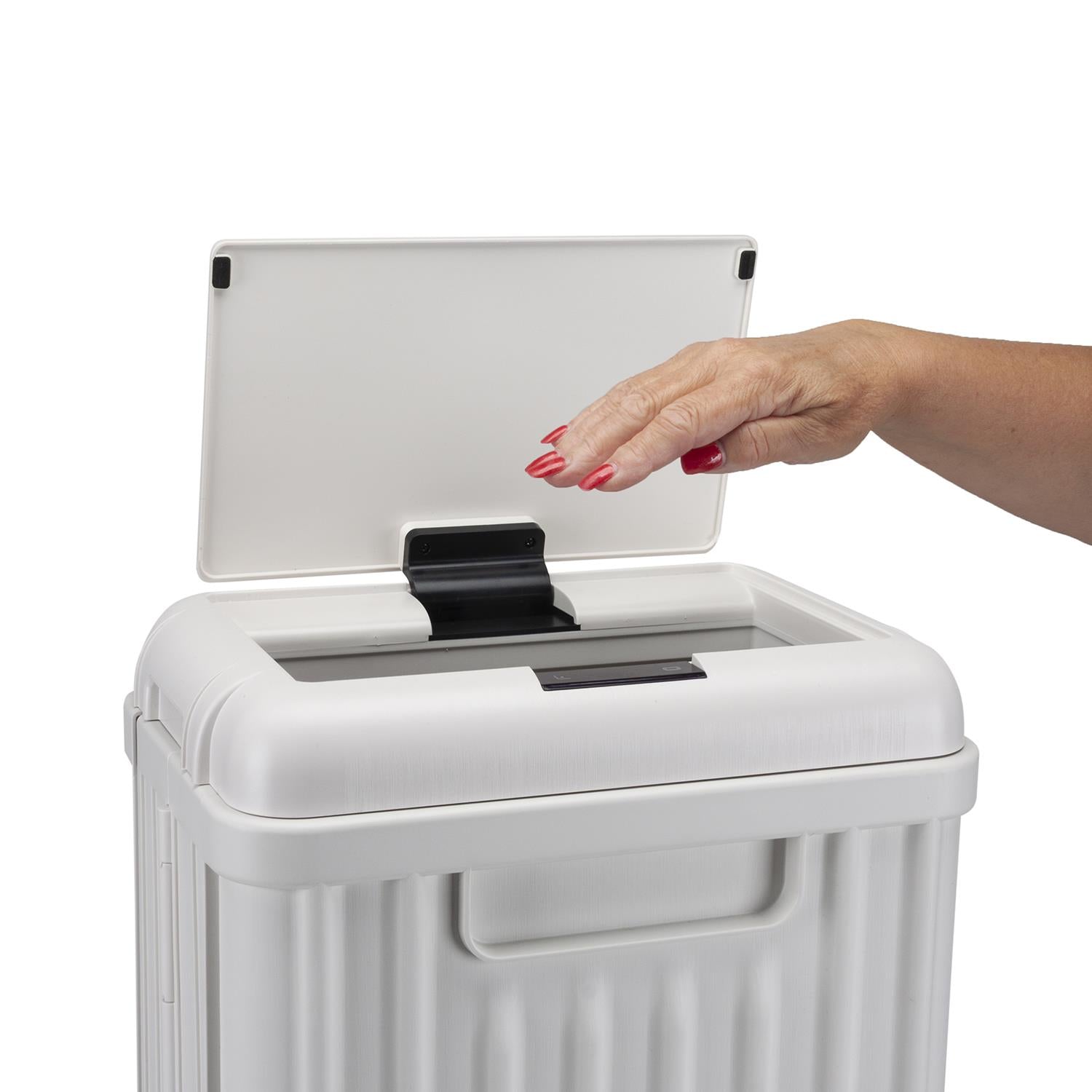 Sensio Home 50 Litre Large Waterproof Motion Sensor Trash Can Dust Bin with Auto Lid, White