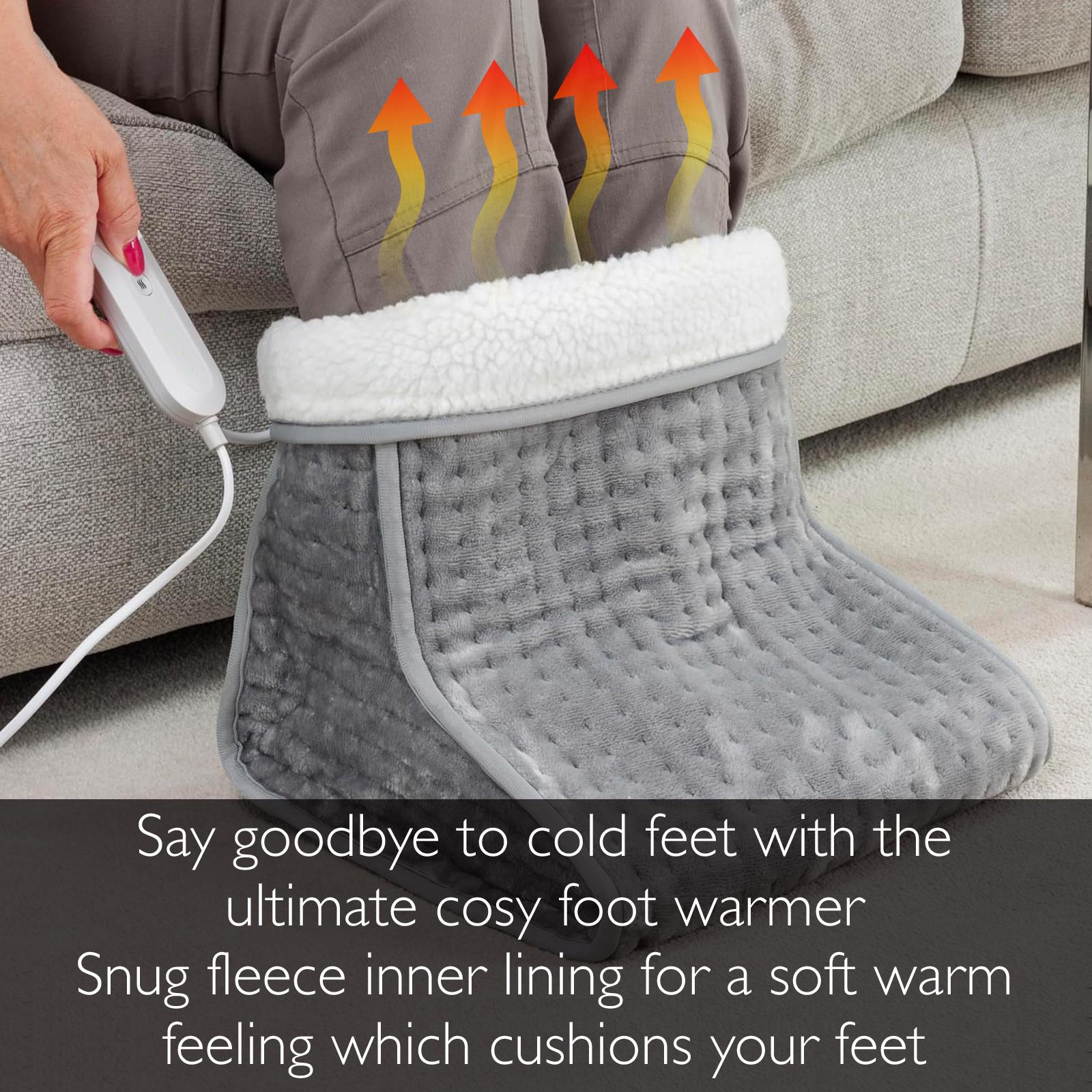 Sensio Spa Warm Cosy Foot Warmer Grey, Electric Heating for Cold Feet, 4 Temperature Settings