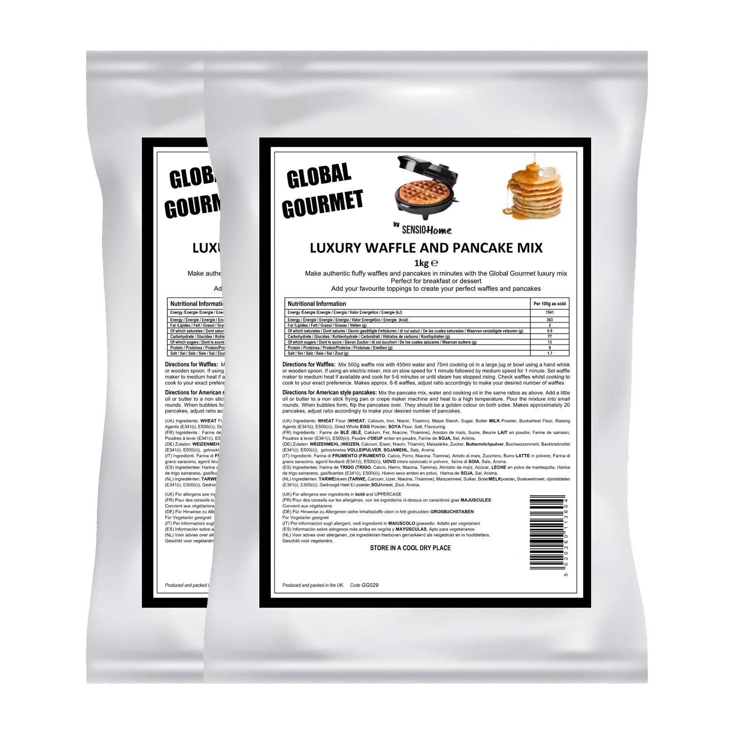 Global Gourmet by Sensio Home Luxury Belgian Style Waffle and Pancake Mix 2 x 1KG