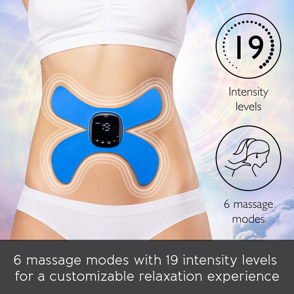 Sensio Spa Wireless EMS & Heat Massager - Muscle Stimulation & Relaxation, 19 Intensity Levels & 6 Modes, Blue