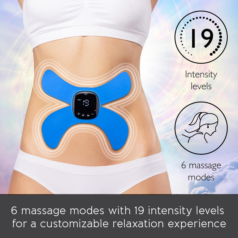 Sensio Spa Wireless EMS & Heat Massager - Muscle Stimulation & Relaxation, 19 Intensity Levels & 6 Modes, Blue