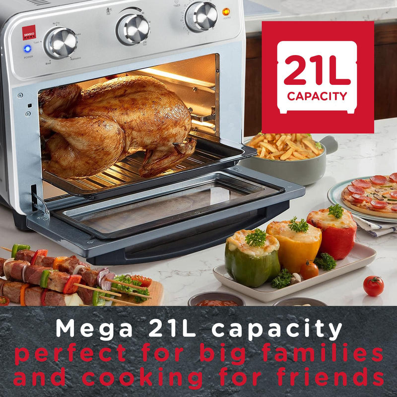 Sensio Home Mega 21L Capacity Air Fryer Oven, Family Size Healthy Cooking, 1800W Multifunctional