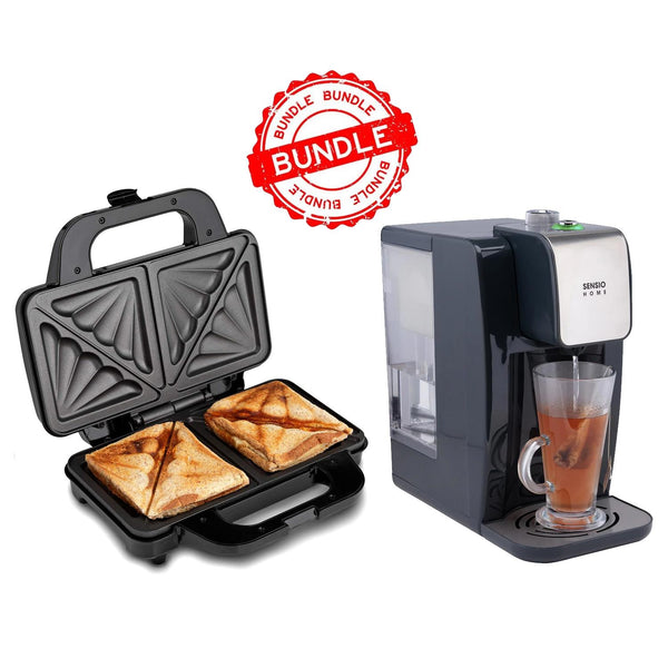 Sensiohome Steamy Bites – Instant Hot Water Dispenser + Deep Fill Sandwich Toaster - Value Bundle