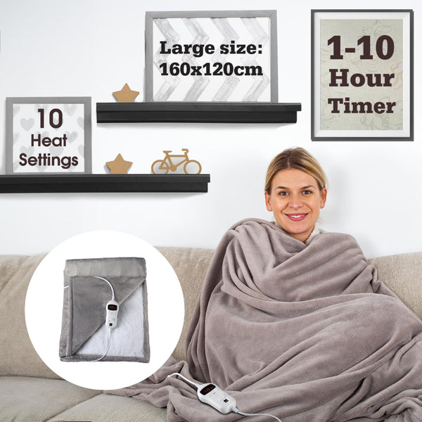 Sensio Home Luxury Heated Throw Electric Blanket Grey