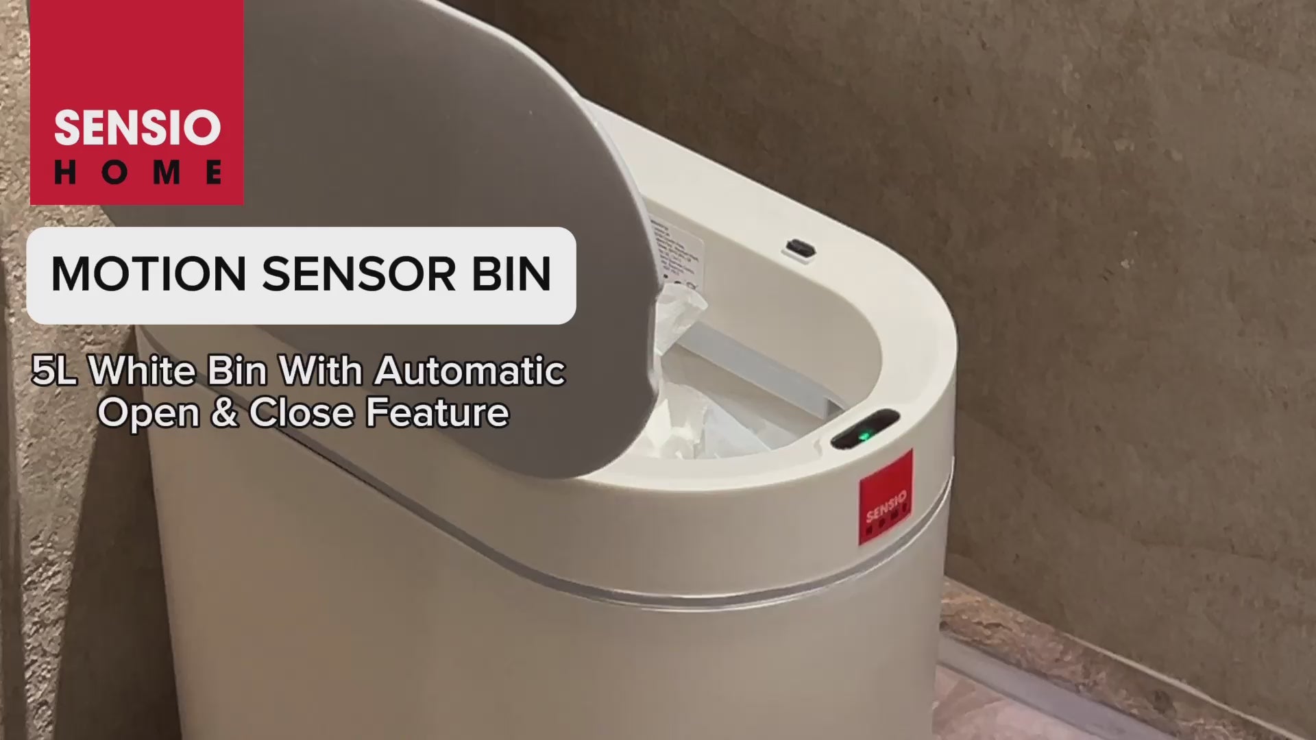 Sensio Home 5 Litre Waterproof Motion Sensor Trash Can Dust Bin with Auto Lid