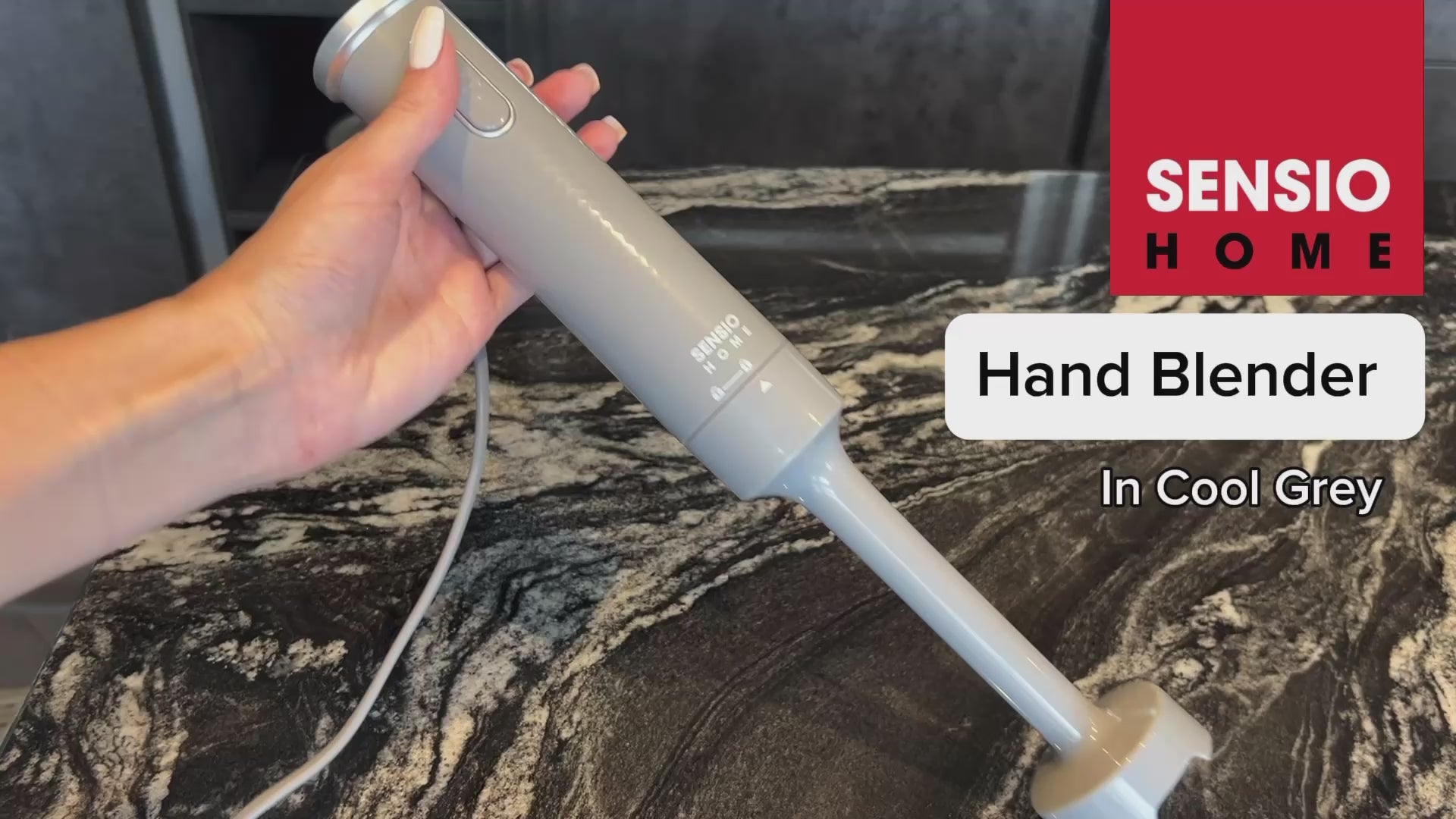 Sensio Home Hand Blender Cool Grey 200W Stick Immersion Blender