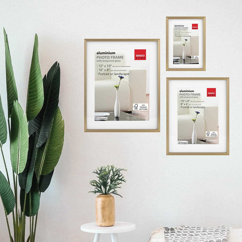 Sensio Home 3 Pack Photo Frame Aluminium Gold Various Sizes - SENSIO HOME