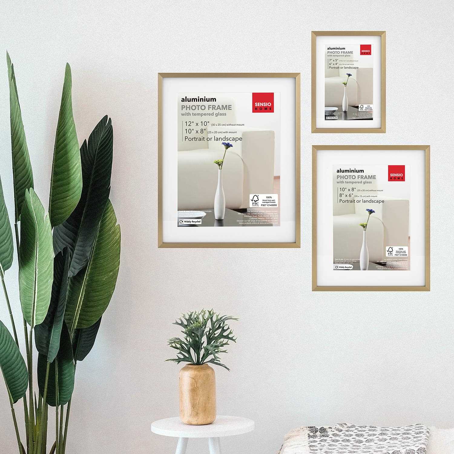 Sensio Home 3 Pack Photo Frame Aluminium Gold Various Sizes - SENSIO HOME