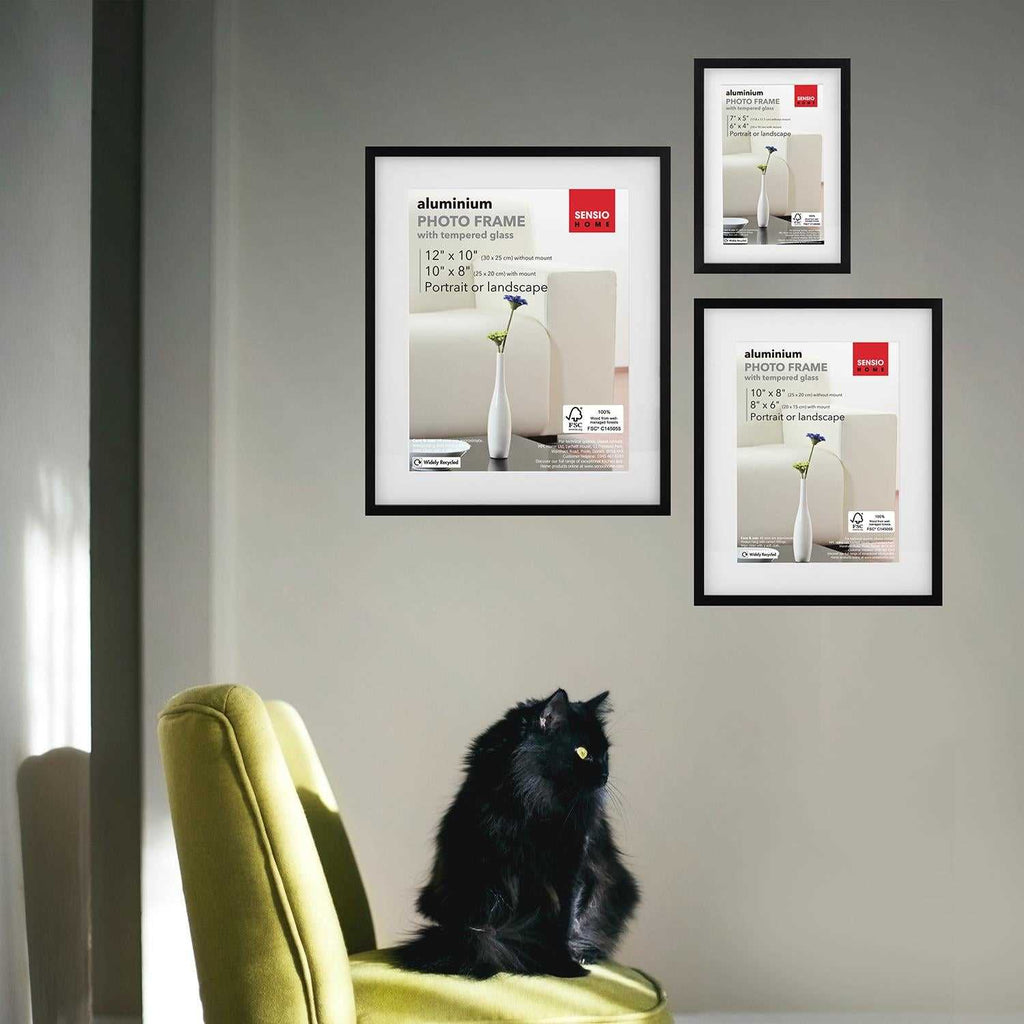 Sensio Home 3 Pack Photo Frame Aluminium Black Various Sizes - SENSIO HOME