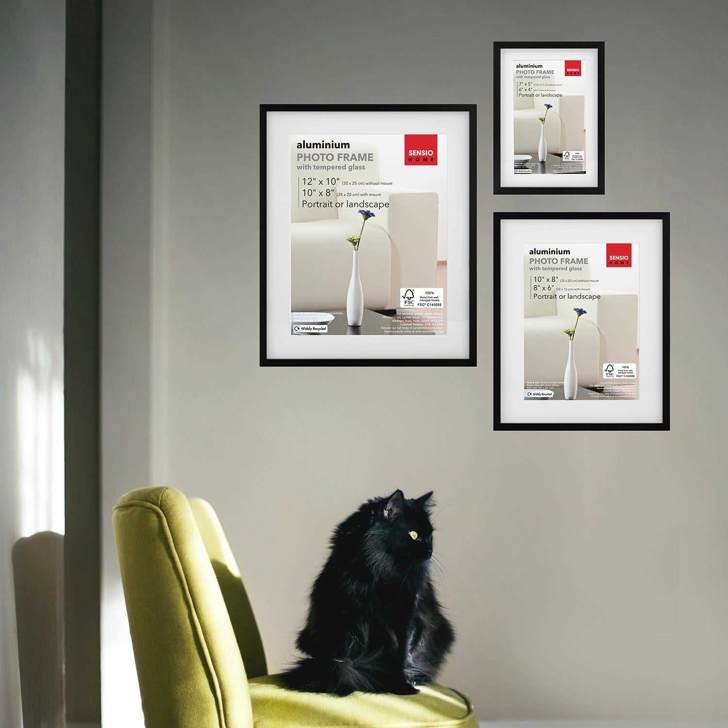 Sensio Home 3 Pack Photo Frame Aluminium Black Various Sizes - SENSIO HOME