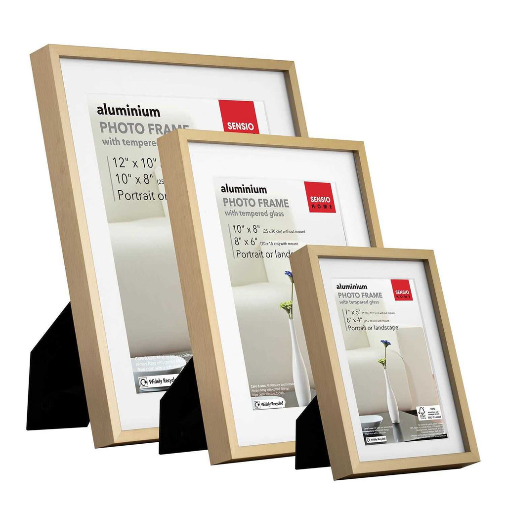 Sensio Home 3 Pack Photo Frame Aluminium Gold Various Sizes - SENSIO HOME