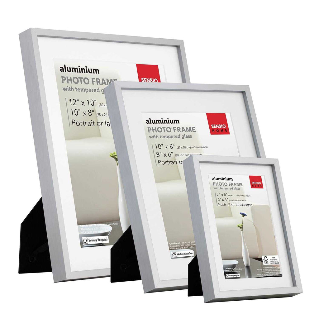 Sensio Home 3 Pack Photo Frame Aluminium Silver Various Sizes - SENSIO HOME