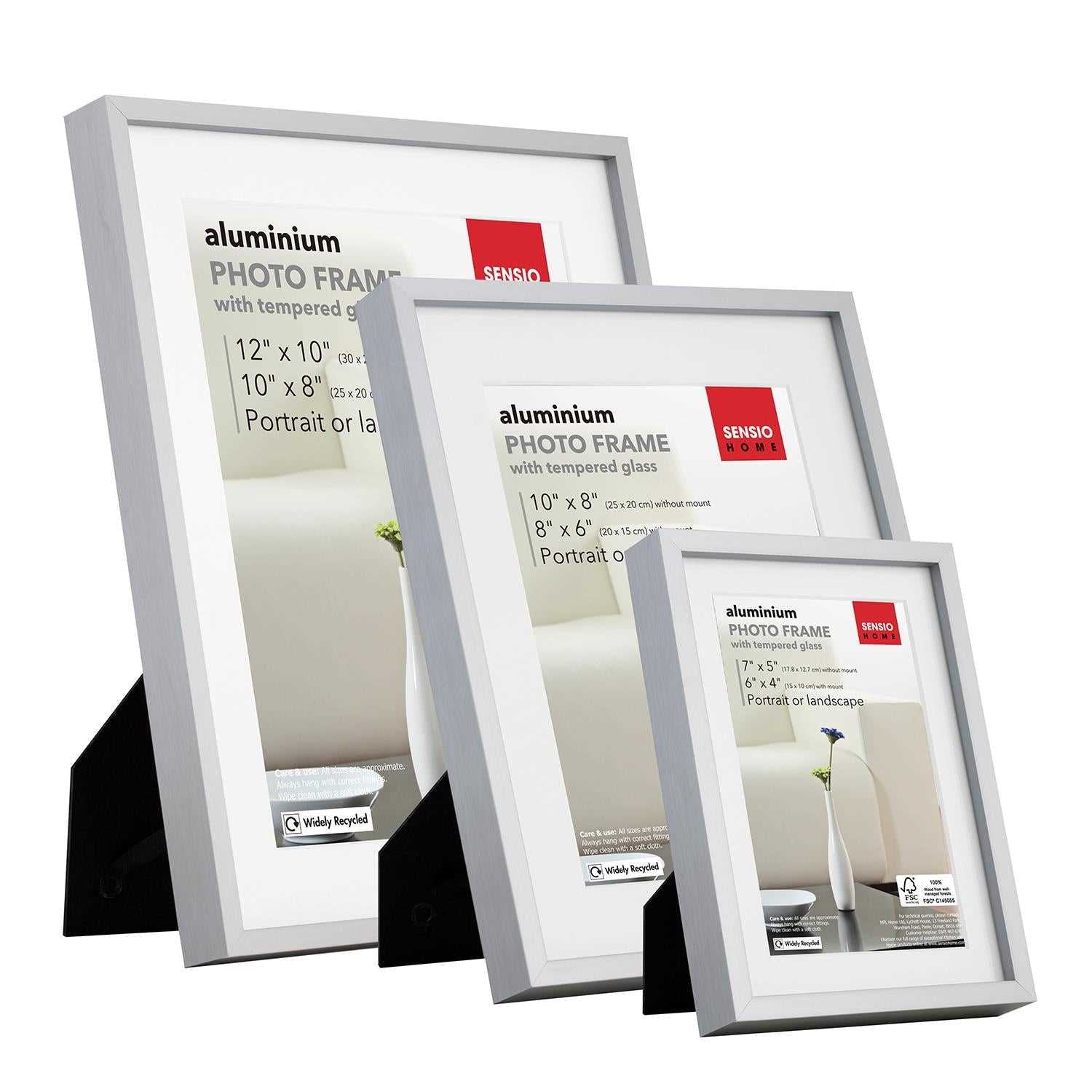 Sensio Home 3 Pack Photo Frame Aluminium Silver Various Sizes - SENSIO HOME
